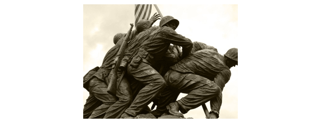 Raising of the flag at Iwo Jima.