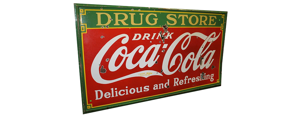 Coca-Cola Drug Store Enamel Embossed Sign