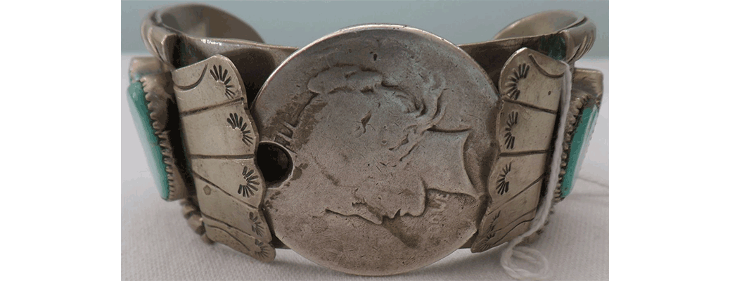 Navajo Watch Bracelet with Silver Dollar