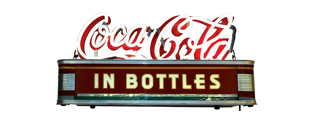 Coca-Cola neon counter sign, "Coca-Cola In Bottles"