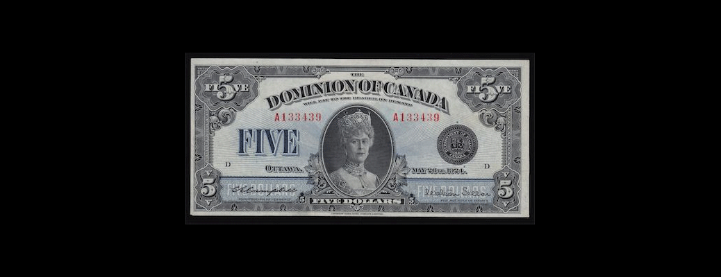 1924 Dominion of Canada Five Dollars