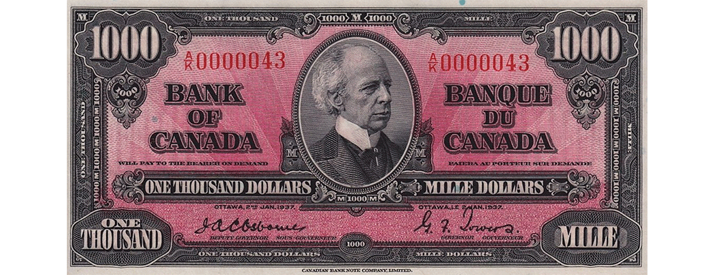 1937 Bank of Canada $1000