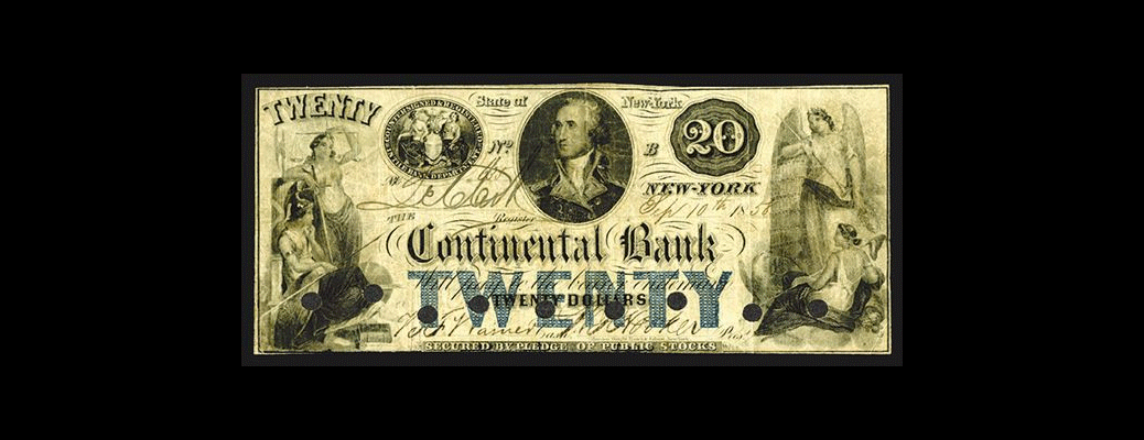 Continental Bank, $20, Sept. 10th, 1858.