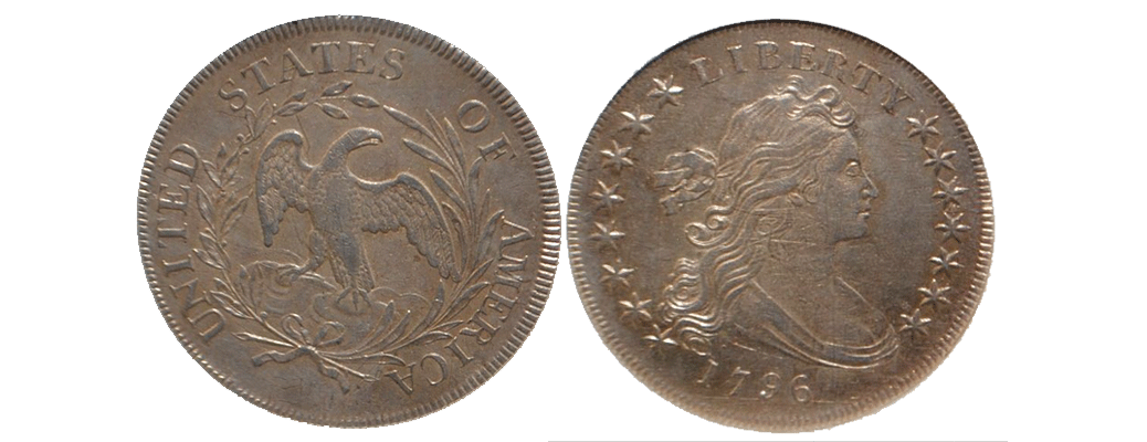 Very rare 1796 draped bust dollar - ngc au55